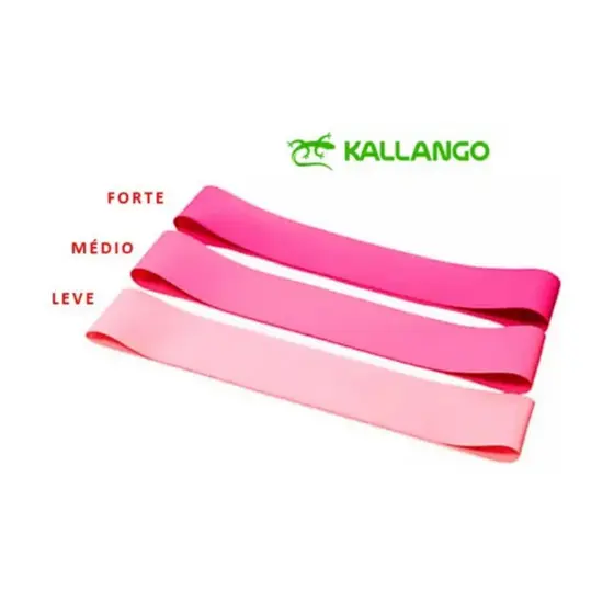 Kit Mini Band Rosa Kallango 3 Intensidades Treino Funcional Exercícios Pilates