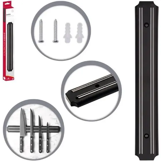 Barra Magnética Imã Parede para Suporte Organizador de Facas ou Ferramentas Porta Facas 33cm x 5cm