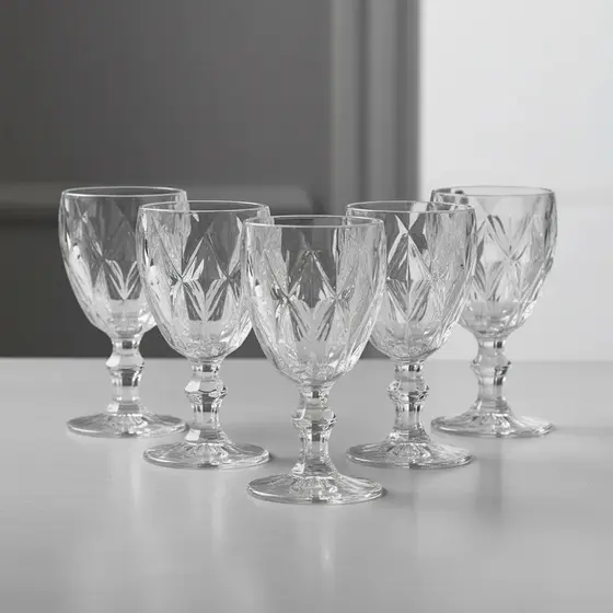 Jogo de 6 Taças de Vidro Diamond 340ml Transparente