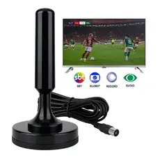 Antena Digital Tv Interna Externa 5 Metros Cabo Base Imã HDTV UHF DTV Prova D'agua