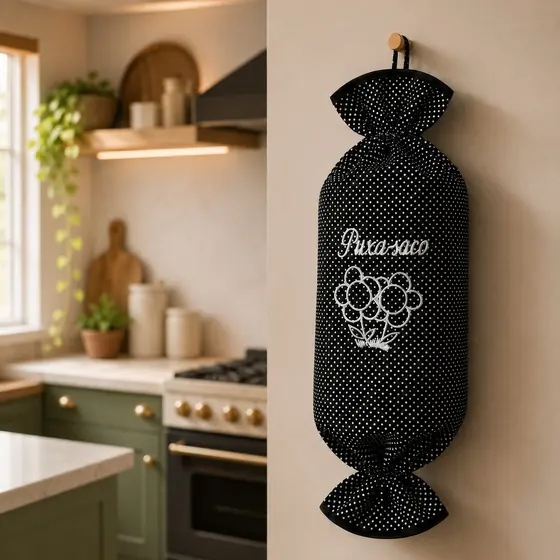 Puxa Saco Dispenser Poá Preto Estampas Variadas
