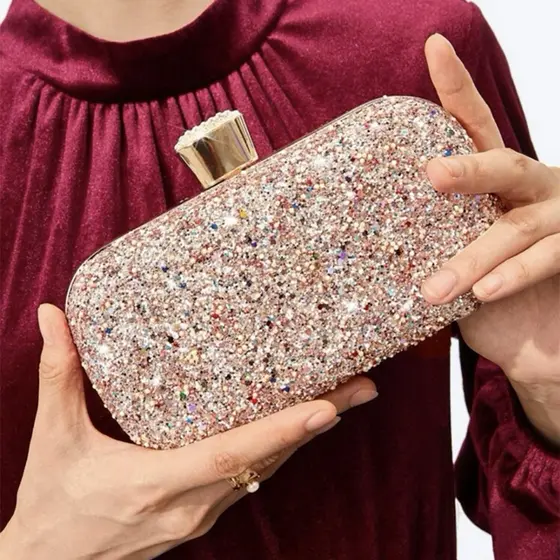 Bolsa Clutch Festa Texturizada com Brilho e Alça Transversal para Casamento e Jantar Y1090