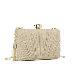 Bolsa Clutch Festa Dourada com Brilho e Alça Transversal Elegante para Casamento Festas Y1032
