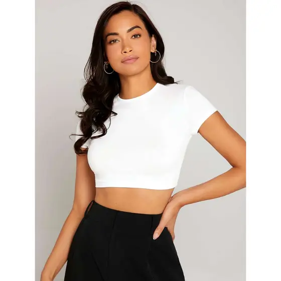 Cropped Feminino Manga Curta Blogueiras