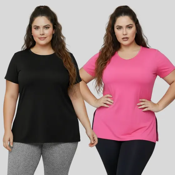Kit 2 Peças Veste Legging Blusa feminina Basica Plus size Roupa de Academia Tapa bumbum