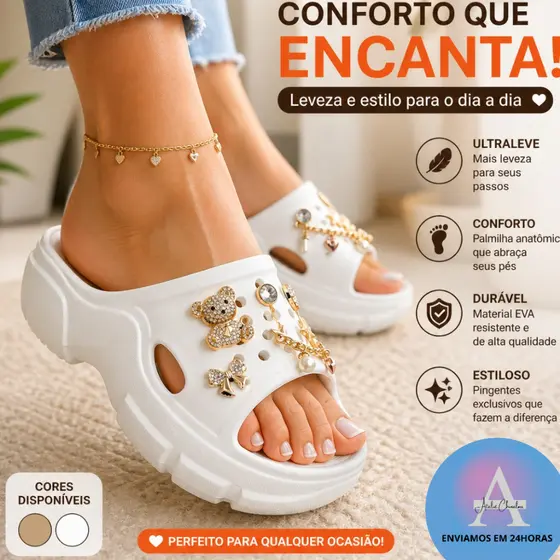 Chinelo Tamanco Feminino Plataforma EVA Nuvem com Acessórios - Leve e Macio