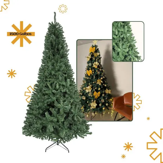 Arvore De Natal Pinheiro 1,5m 1,8m 2,1m 2,4m Tamanho até 1500 Galhos Tradicional Decoração LuvinCo