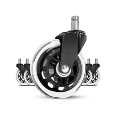 Kit 5 Rodas Anti Risco Universal 75mm Para Cadeira Escritório Giratória Móveis Gamer Marca Luvinco