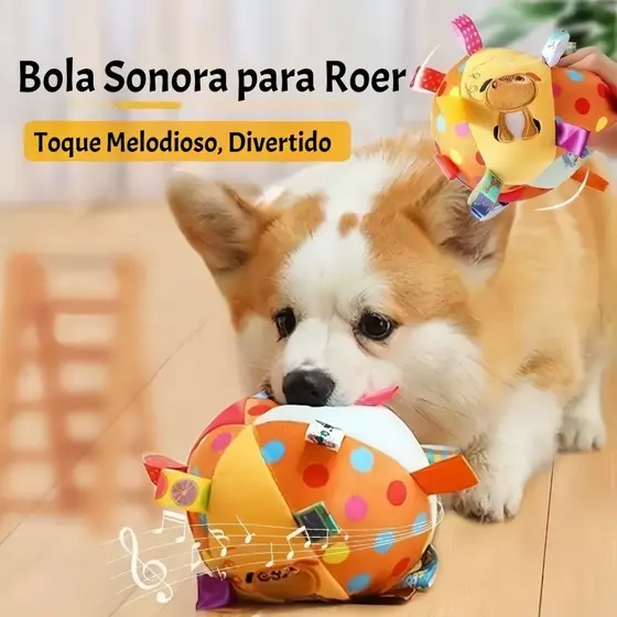 Bola de Pelúcia Sonora para Cães com Guizo Suave 15cm Morder Gastar Energia Aliviar Estresse