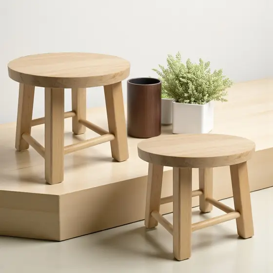Kit 2 Banqueta Pequena 20cm quadrada Madeira Leve Portátil Infantil Cozinha Cadeirinha Escolinha