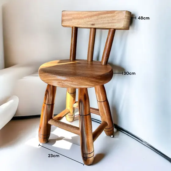Banqueta com Encosto para Criança 30cm de Altura Escolinha Madeira Maciça Apoio Infantil