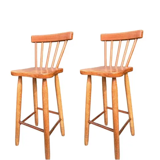 Kit 2 Banquetas ENVERNIZADAS Country com Encosto Madeira Maciça Altura Balcão 70cm Bar