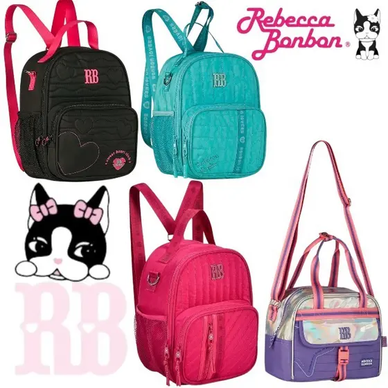 Lancheira Térmica Escolar Rebecca Bonbon  Bolsa Alça Transversal Costas Mini Mochila Menina Passeio