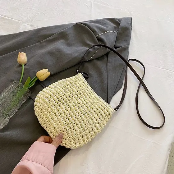 Bolsa Palha Saco Transversal Com Alça Casual Simples