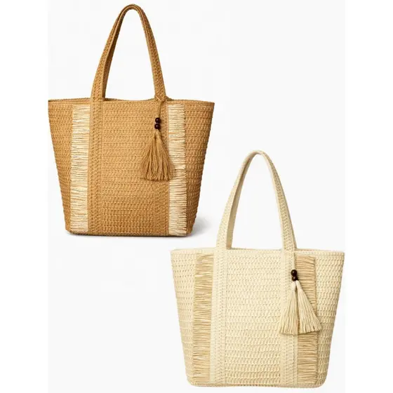 Bolsa De Praia Com Detalhe Grande Espaçosa Forrada Com Chaveiro
