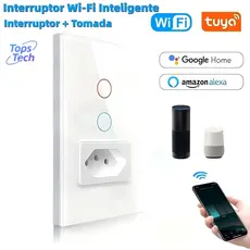 Interruptor inteligente 1 e 2 Botões Tomada Wifi Smart Touch Alexa Google Tops