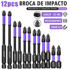 Conjunto De Brocas Magnéticas Fortes De 12/6 Unidades De Impacto Antiderrapantes E À Prova De Choque Chave De Fenda Para