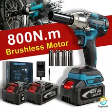 Chave de Impacto Parafusadeira 48V com 2 Baterias Alta Performance e torque sem escova e 800 Nm