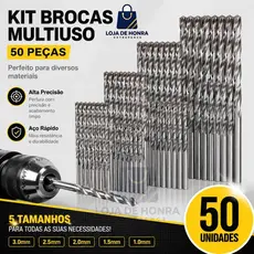 50 Brocas Aço Rápido HSS 1mm a 3mm  Jogo Multiuso para Metal, Madeira e Plástico
