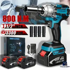 Chave De Impacto Brushless 800 Nm 2 Baterias 48v de torque sem escova