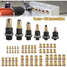 Conjunto de alicates de porca de rebite de 6 peças, conjunto de porcas de rebite de alicate de rebite com 60 porcas