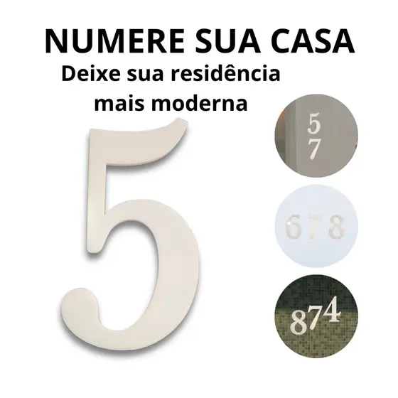 Kit de Número Residencial Casa Condomínio Em Acrílico 12cm Branco