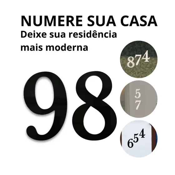 Kit de Número Residencial Casa Condomínio Em Acrílico Branco e Preto 12cm