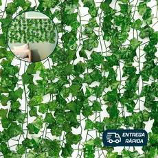 14/24/28/48 Metros Hera Verde Planta Artificial Trepadeira Ramas Folhagem Pendente Folhagem Cheia