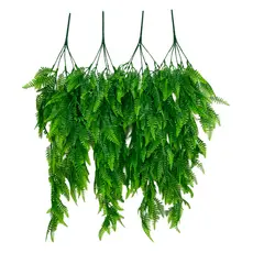 4 Pendentes Folha de Samambaia Artificial 85cm Pendurada Verde Artificial