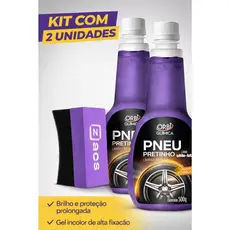 Kit 2 Revitalizador Pneu Pretinho Orbi Química 500ml Borracha Tapete Para-choque + Aplicador