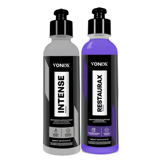 Kit Restaurax + Intense 240ml Vonixx Restaurador Renovador de Plástico Automotivo