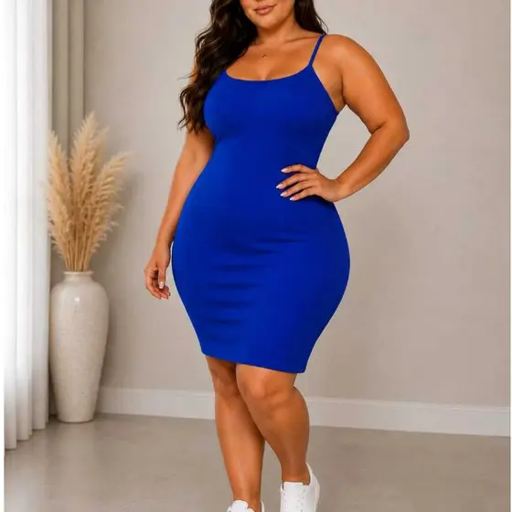 Vestido Midsize Plus Size Feminino Canelado Roupas Tamanho 48 Ao 58