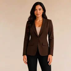 Blazer Max Feminino Alfaiataria Social Elegante Acinturado Manga Longa com Botão