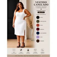 Vestido Feminino midi com Alça Decote quadrado Tecido Ribana Premium