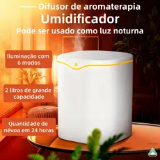 Umidificador Grande 2 Litros Com Saída Dupla Luzes LED's Coloridas Silencioso e Neblinas Controláveis 2000ML