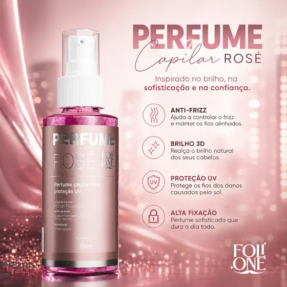 Perfume Para Cabelo Rosé Super Luxo Anti Frizz e Proteção Uv