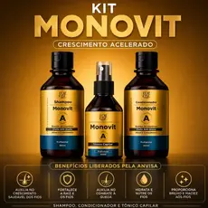 Kit Crescimento Capilar Monovit Tônico, Shampoo Bomba e Condicionador