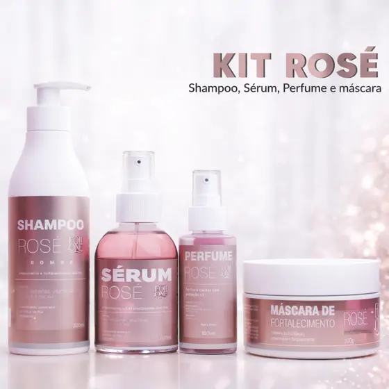 Kit Para Cabelo Rosé Máscara, Shampoo bomba, Serum Capilar Perfume Pra Cabelo