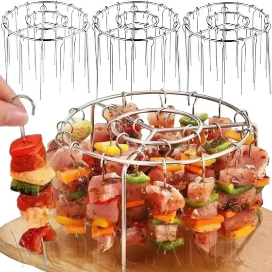 【Os espetos para churrasco precisam ser comprados separadamente】Grelha Para Fritadeira De Ar De Aço Inoxidável De