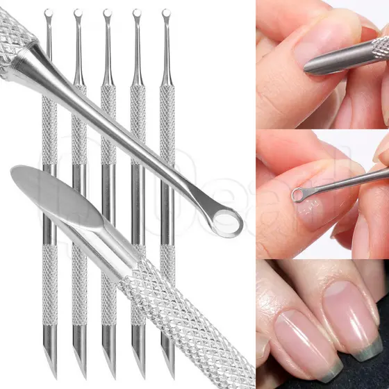 Bastões De Manicure De Aço Inoxidável De Ponta Dupla-Ferramentas DIY Nail Art-Empurrador Manual De Cutícula De Unha-Kit