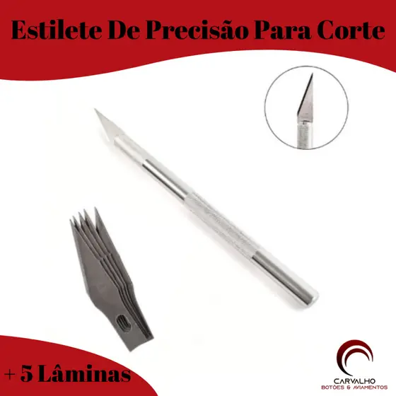Estilete De Precisão Para Corte Em Aluminio + 5 Laminas Bisturi Para Corte