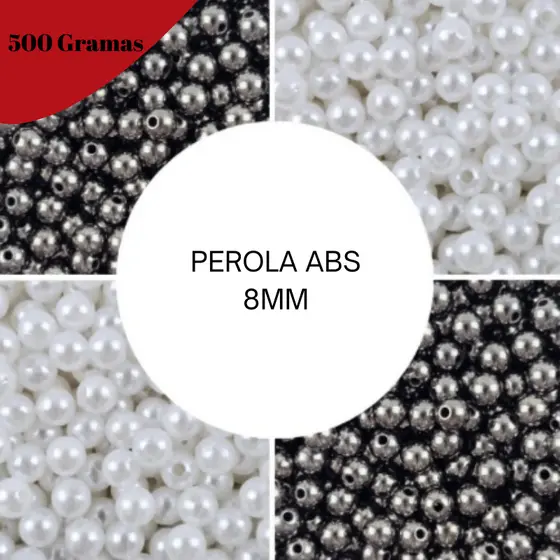 Perola Abs Com Furo Passante 8MM Com 500 Gramas