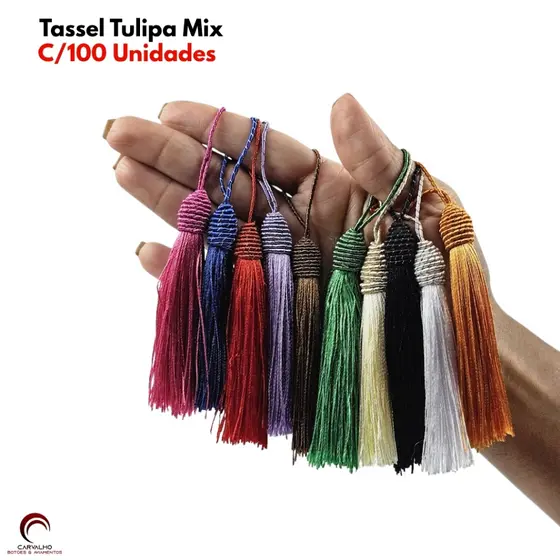 Aplique Pingente Tassel 100un Tassel de Luxo de 9cm Cor Mix