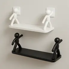 Prateleira 1/2 Estante Bonequinho Buddy plástico com suporte decorativa banheiro cozinha C/ Adesivo