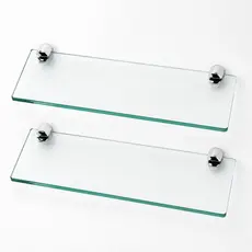 Kit 02 Prateleiras de Vidro Multiuso 40cm Para Casa Fixação Dupla de Parede/Lavanderia Porta Shampoo
