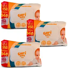 Kit C/3Toalhas Umedecidas Guri Baby C/150 Unidades