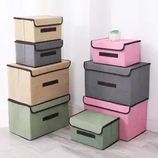 KIT2 Caixa Organizadora Dobrável com Tampa – Organizador Multiuso para Roupas, Brinquedos e Documentos
