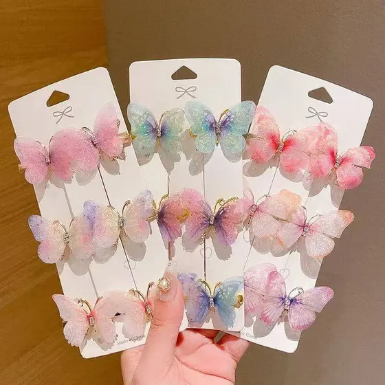 6/12/18pcs bling Rhinestone Decorative Butterfly Shaped Hair Clips Bangs Barrettes