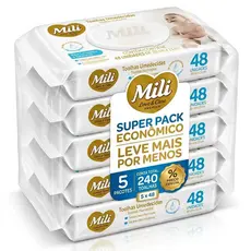 Lenços Umedecidos Mili Love & Care Premium, Pack Com 240 Unidades