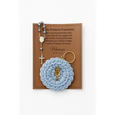 Kit Lembrancinha de Primeira Eucaristia Personalizada – Acompanha terçinho e chaveiro